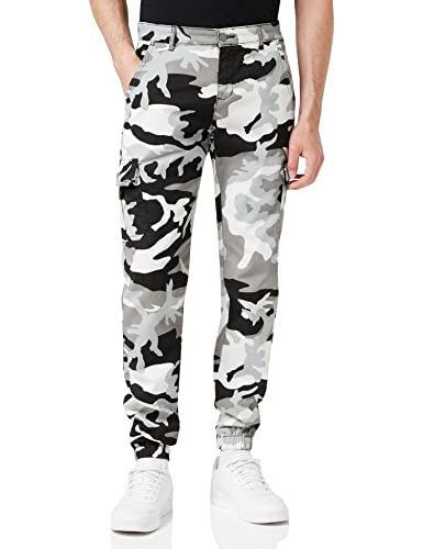Urban Classics Herren Camo Cargo Jogging Pants 2.0 Hose, Mehrfarbig (Snow 00787), W(Herstellergröße: 34)