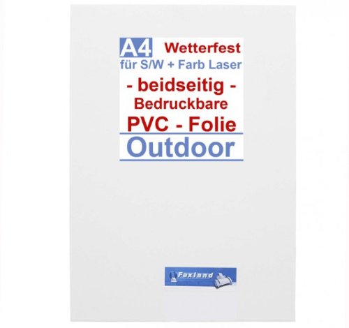 PVC Folie 100x A4, beidseitig bedruckbar mit S/W Laser und Farblaserdrucker, Kopierer Wetterfest, Outdoor