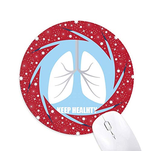 Logo hält Lunge gesund Rad Maus Pad rund Red Rubber