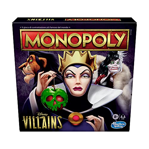 Monopoly Hasbro Villains Edition Spiel für Kinder ab 8 Jahren, spielt sich wie ein schlechter Disney-Klassiker, F0091 (Italienisch)