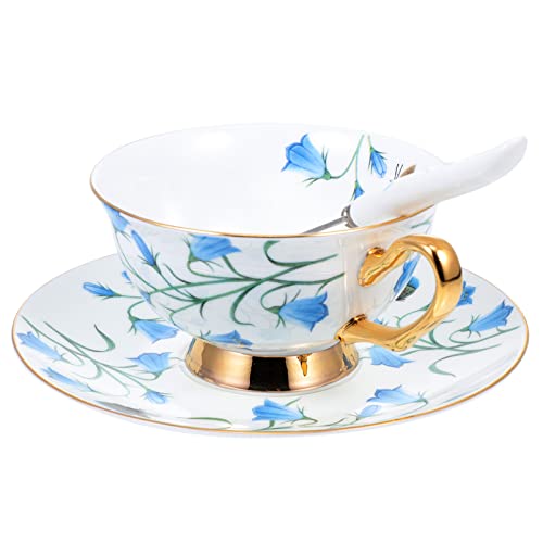 Angoily Weinlese Tee Set Fine Bone China Teetasse Löffel Löffel Und Untertasse Set Porzellan Kaffee Set Blume Kaffeetasse Dining Und Tischdekoration