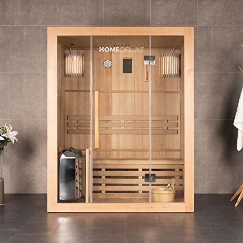 Home Deluxe - Traditionelle Sauna - Skyline L - Holz: Hemlocktanne - Maße: 120 x 150 x 190 cm - inkl. komplettem Zubehör | Dampfsauna Aufgusssauna Finnische Sauna