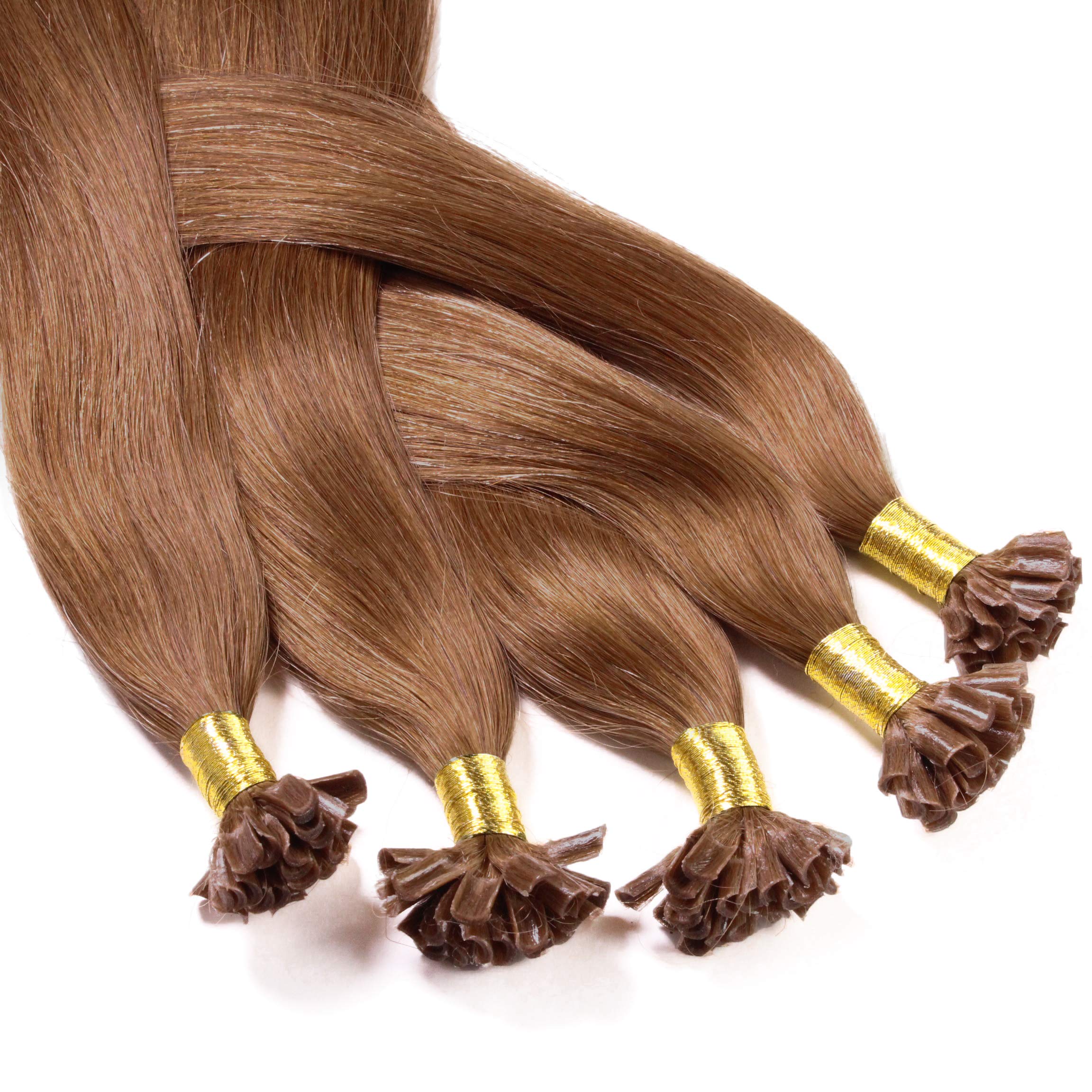 hair2heart Extensions Echthaar Bondings glatt - 25 Strähnen 1g 60cm 8/03 hellblond natur-gold