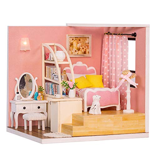Miniatur-Puppenhaus-Kit, DIY Montage Dekoration Puppenhaus Miniatur-Lernspielzeug. Nicht- und Sicherheit beim Zusammenstellen von Geburtstagsgeschenken(M-012 Standard, Blue)