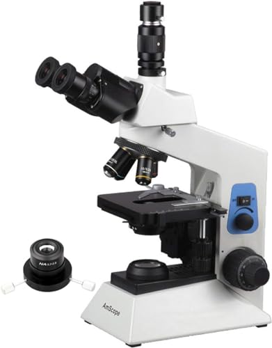 AmScope T580B-DK Professionelles Dunkelfeld-Forschungsmikroskop für Biologische Verbindungen, 40X-2000X, Weiß