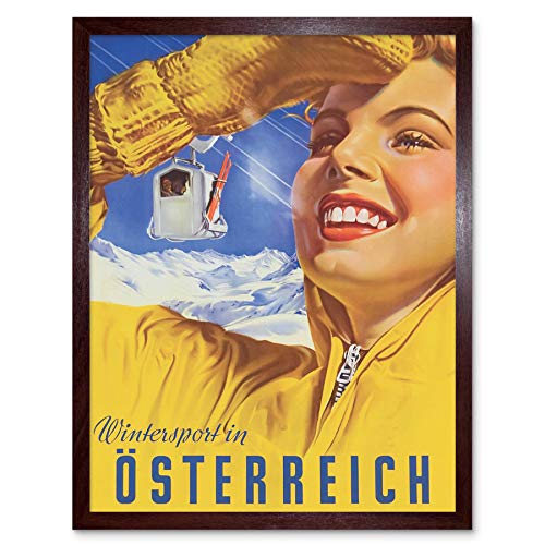Wee Blue Coo Travel Ski Winter Sport Osterreich Austria Art Print Framed Poster Wall Decor Kunstdruck Poster Wand-Dekor-12X16 Zoll