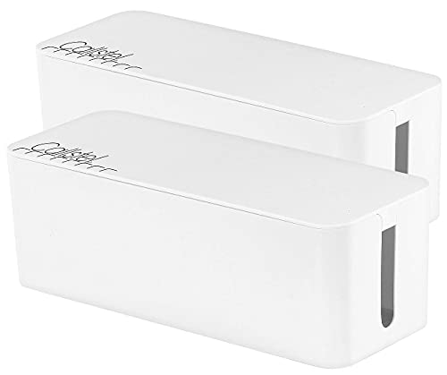 Callstel Design Kabelboxen: 2er-Set Kabelboxen groß, 40,8 x 15,8 x 13,4 cm, weiß (Stromkabel-Box)
