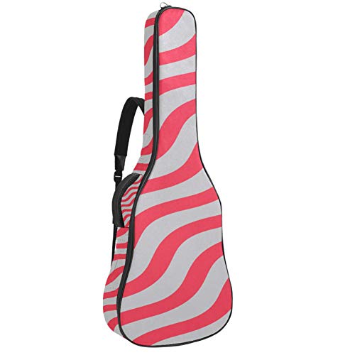 Gitarrentasche mit Reißverschluss, wasserdicht, weich, für Bassgitarre, Akustik- und klassische Folk-Gitarre, abstrakte rosafarbene Wellen, Diagonale