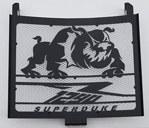 Heizkörperverkleidung/Kühlergrill 1290 R Superduke 2014/2016 schwarz satiniert Bulldogge + Gitter weiß