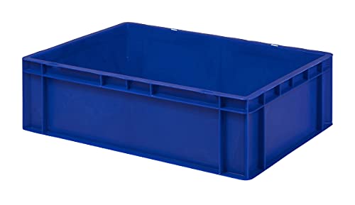 Design Eurobox Stapelbox Lagerbehälter Kunststoffbox in 5 Farben und 16 Größen mit transparentem Deckel (matt) (blau, 60x40x18 cm)
