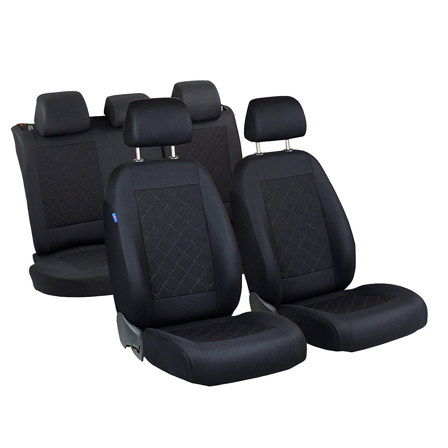A3 Sitzbezüge - 1 Set - Farbe Premium Schwarz gepresstes Karomuster