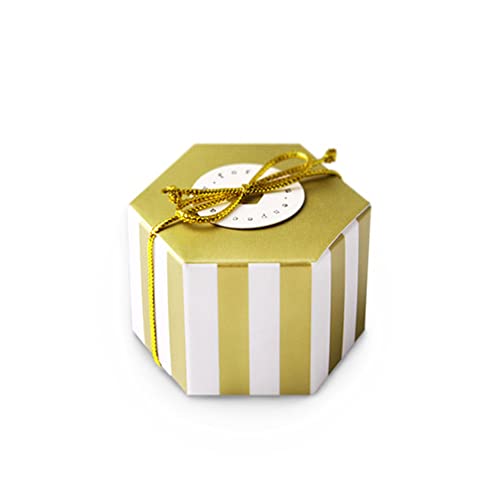 Geschenkbox, Verpackung, Weihnachts-Papierboxen, sechseckig, for Leckereien, Süßigkeiten, Schokolade, Leckereien, Weihnachten, Hochzeit, Geburtstag, Partygeschenke, 25 Stück (Color : Stripe)