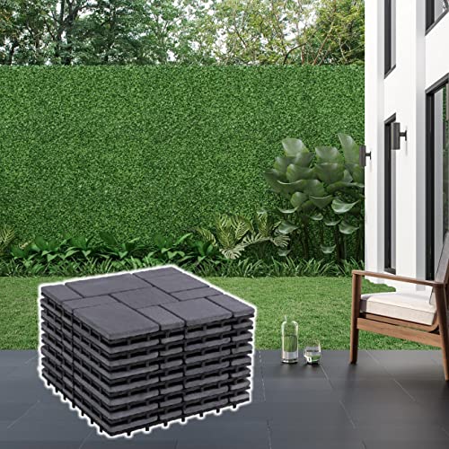 BodenMax 8-er Set Klickfliesen Terrasse Balkon Boden Gehwegplatten Naturstein SCHIEFER | Klassik Mosaik | 30cm x 30cm