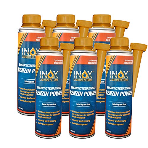 INOX® Benzin Power Additiv, 6 x 250ml - Benzinsystemreiniger Zusatz für alle Normal- und Superbenziner