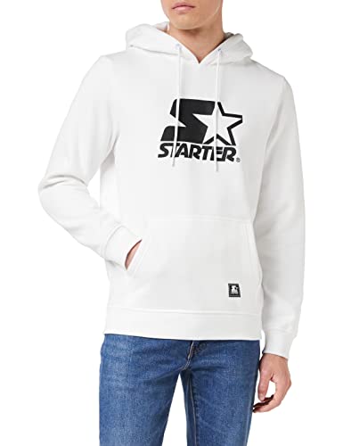 STARTER BLACK LABEL Mens Starter The Classic Logo Hoody Hooded Sweatshirt, White, M
