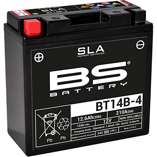 BS Battery 300644 BT14B-4 AGM SLA Motorrad Batterie, Schwarz