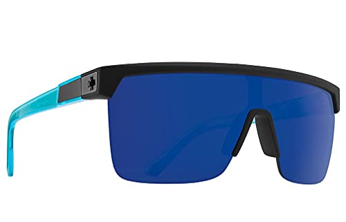 Spy Unisex Flynn 50/50 Sonnenbrille, Schwarz und Blau (Soft Matte Black Translucent Blue), One Size