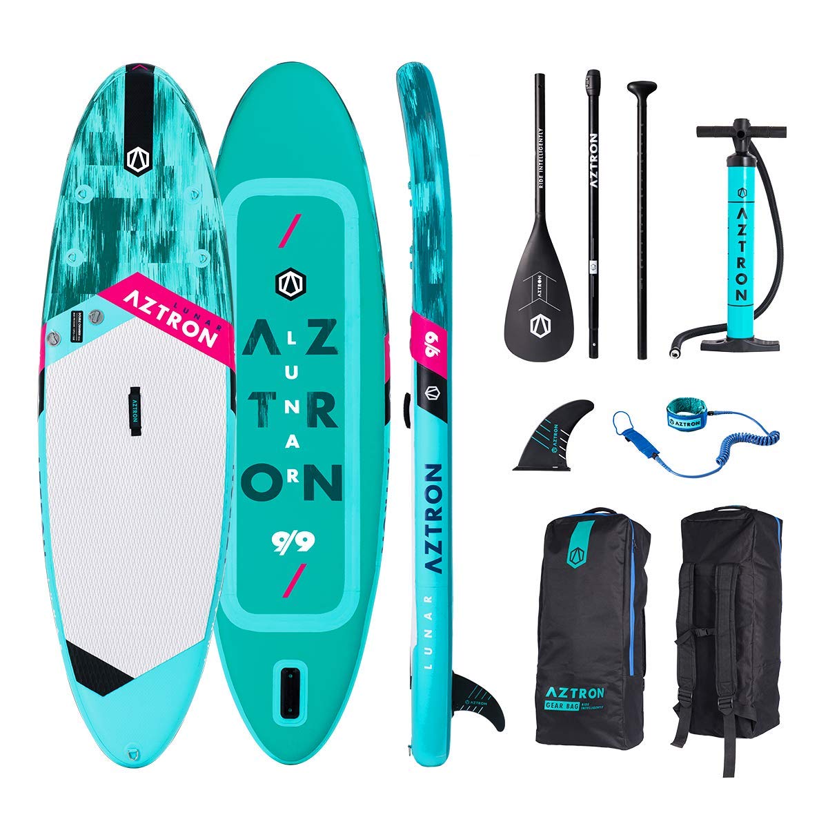 AZTRON Lunar 9.9 Sup Stand up Paddle Board mit Style Alu Paddel und Leash