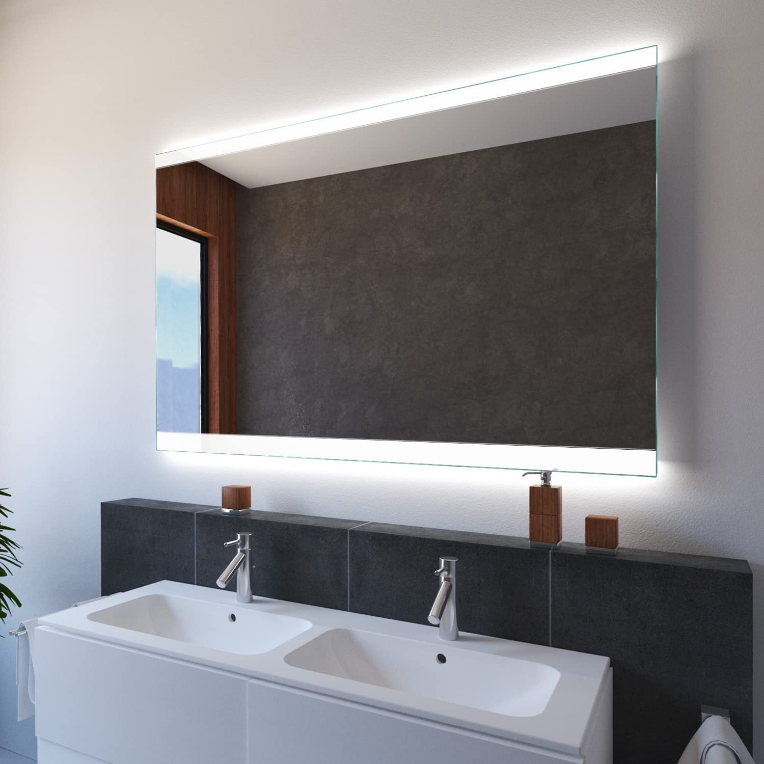 SARAR Wandspiegel mit LED-Beleuchtung 120x70cm Made in Germany Designo MA2510 Badspiegel Spiegel mit Beleuchtung Badezimmerspiegel nach-auf Maß