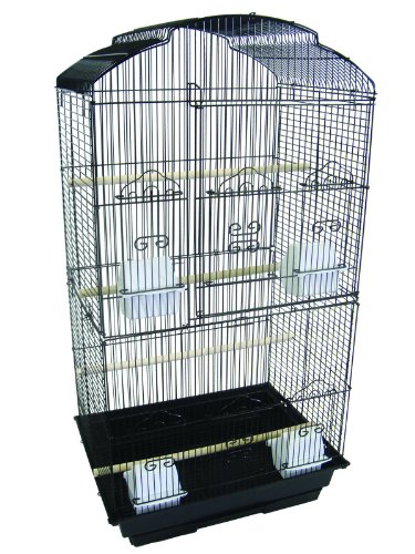 YML A6804 3/8" Bar Spacing Tall Shall Top Small Bird Cage, Black, 18" x 14"