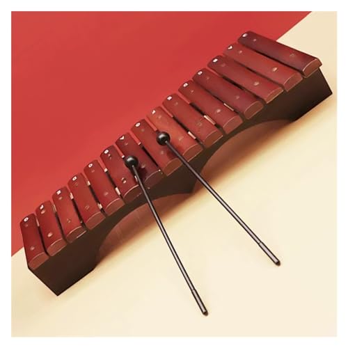 Rotes Glockenspiel aus Holz, Xylophon, Schlaginstrument mit 15 Tönen, mit Gigbag Glockenspiel Set