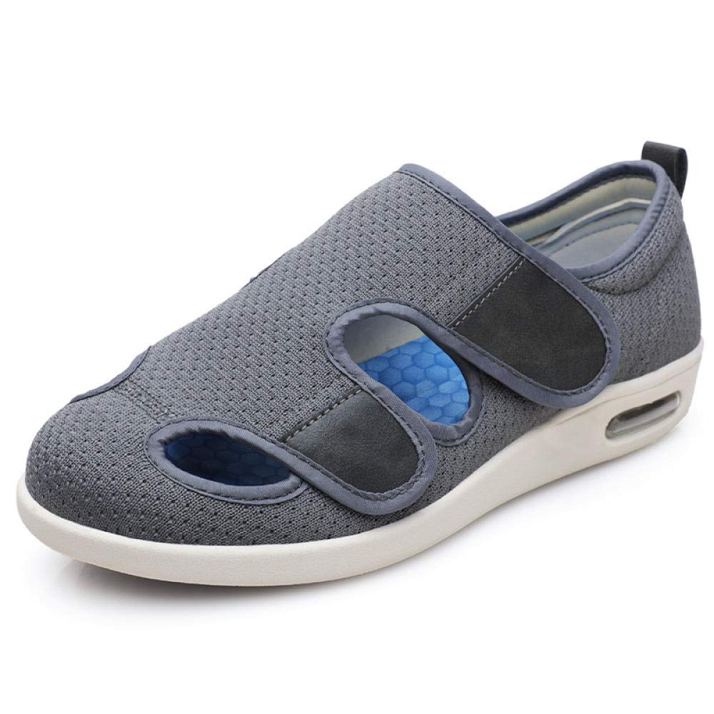 Klett-Halbschuh Gesundheits-Schuh bequem,Sommer verstellbare Größe Klettverschluss ältere Sandalen, Clamshell Wanderschuhe-Grau A_41,Arthritis Ödem Therapieschuhe