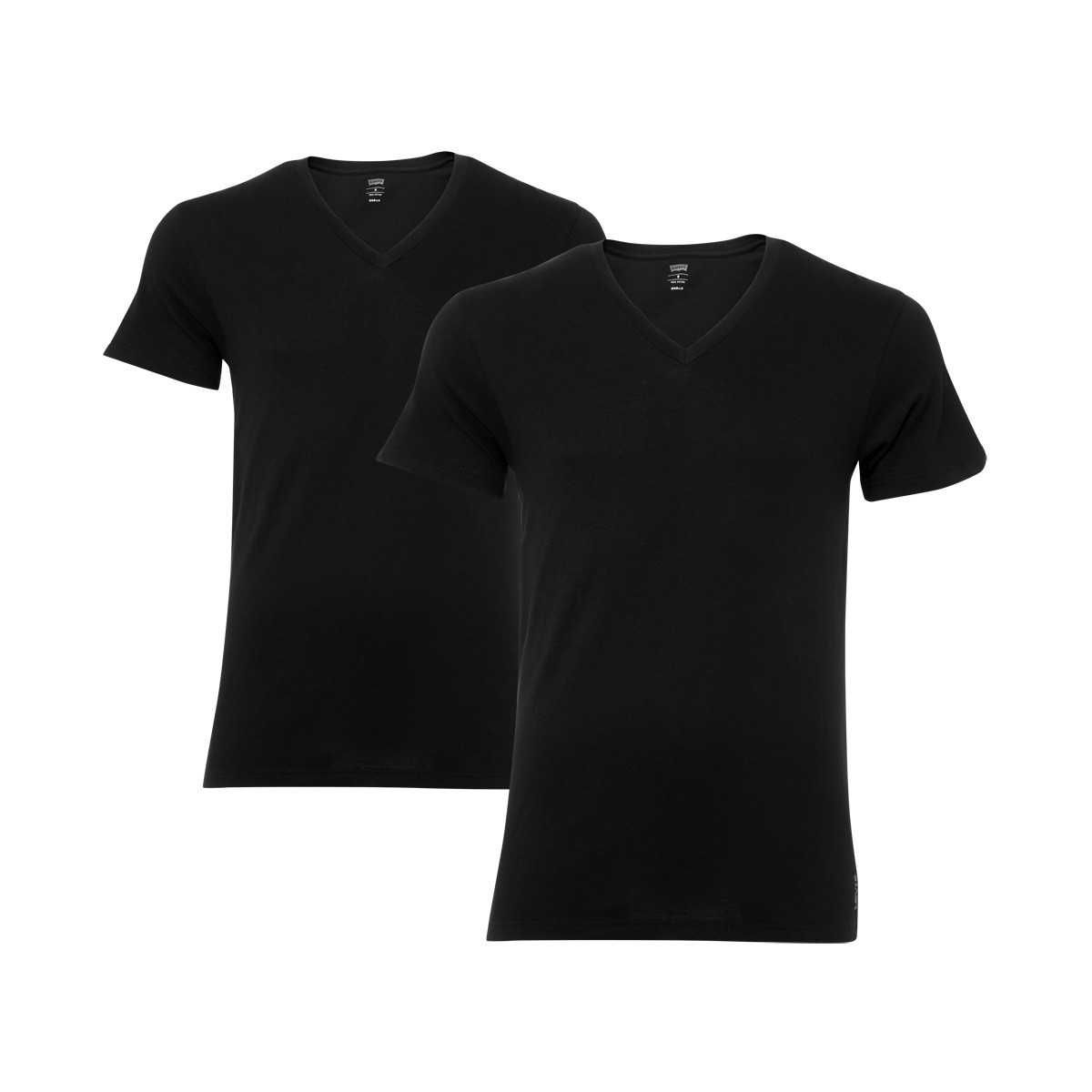 LEVIS Herren 2er Pack Basic V-Shirts Unterhemden V-Ausschnitt (JET BLACK, S)