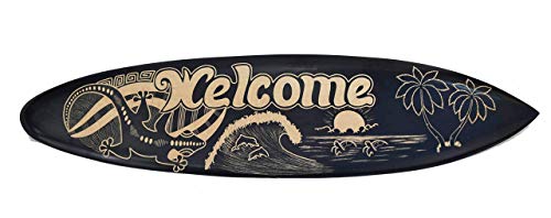 Interlifestyle Deko Surfboard aus Holz 100cm mit Welcome Motiv Deko Surfbrett