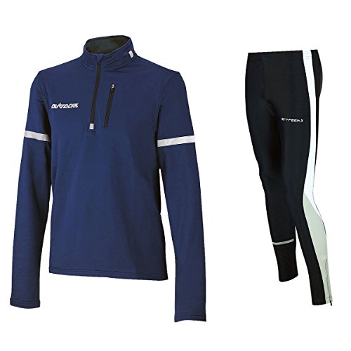 Airtracks Winter Funktions Laufset Pro/Thermo Laufhose Lang + Thermo Shirt Langarm - blau - L