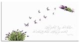 ARTland Spritzschutz Küche aus Alu für Herd Spüle 120x60 cm (BxH) Küchenrückwand mit Motiv Spruch Schmetterlinge Lavendel Landhaus Hell Weiß Lila J6DH