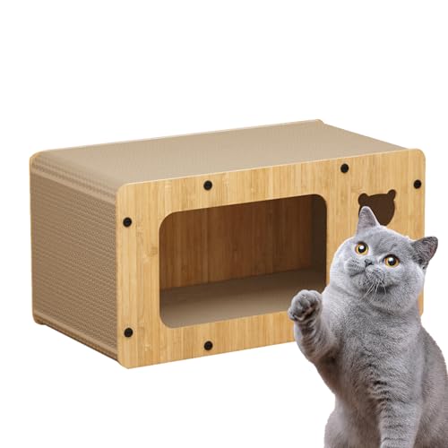 Scratch-Lounge-Bett, Starke Krallenschärfer für Katzen, Kratzboxen, Hautfreundliches Katzenkratzhaus aus Holz. Effektives Katzenhaus aus Pappe mit Kratzbaum für Katzen Hamil