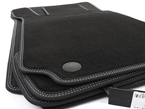 kh Teile Fußmatten / Velours Automatten Premium Qualität Stoffmatten 4-teilig schwarz Nubukleder Einfassung Doppelnaht silber