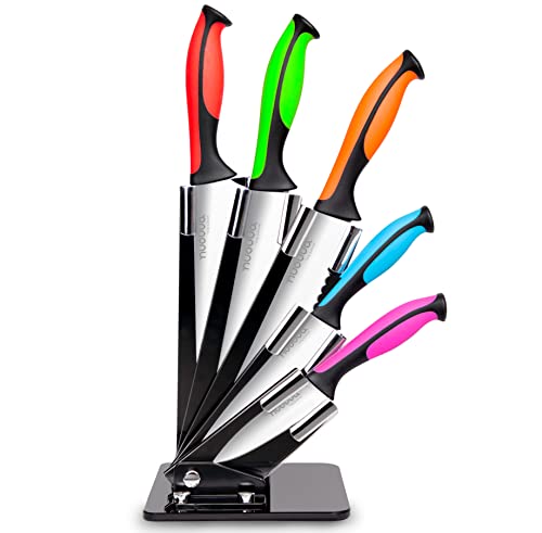 nuovva Küchenmesser-Set mit Farbkodierung - Sechsteiliges Küchenmesser-Set mit Messern in unterschiedlichen Farben
