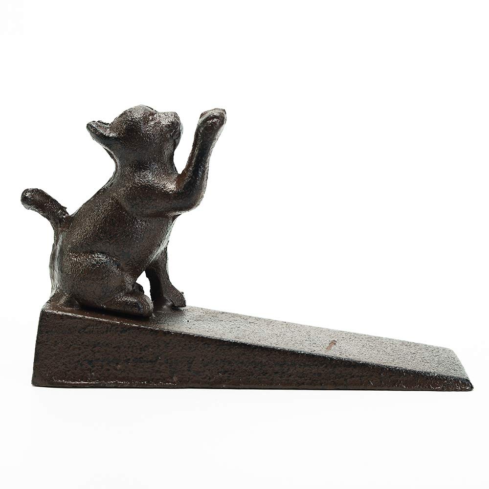 Sungmor Heavy Duty Cast Iron Nette Katze Türstopper | 15 × 5 × 10 cm, Antikstil | Dekorativer niedlicher Tierstatuen-Türstopper-Keil | Winddichte Türhalterung für Patio Yard Garden Farmhouse