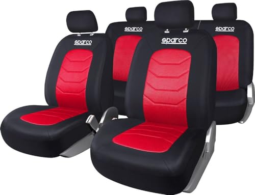 Sparco SPC1019RS Autositzbezug-Set, S-Line Corsa, 11-teilig, Rot
