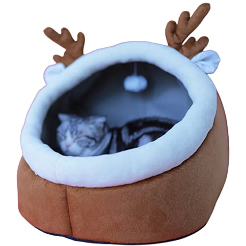 Bestlle Katzennest,Cat Hideaway Warm Beds Cave mit flauschigem Ball zum Aufhängen - Winternest mit Rutschfester Unterseite für kleine und mittelgroße Haustiere zum Schlummern im Innenbereich