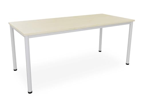 Dila GmbH Schreibtisch in verschiedenen Größen und Farben graues Metallgestell Konferenztisch Besprechungstisch Arbeitstisch Universaltisch Bürotisch Verkaufstisch (B: 180 cm x T: 80 cm, Ahorn)
