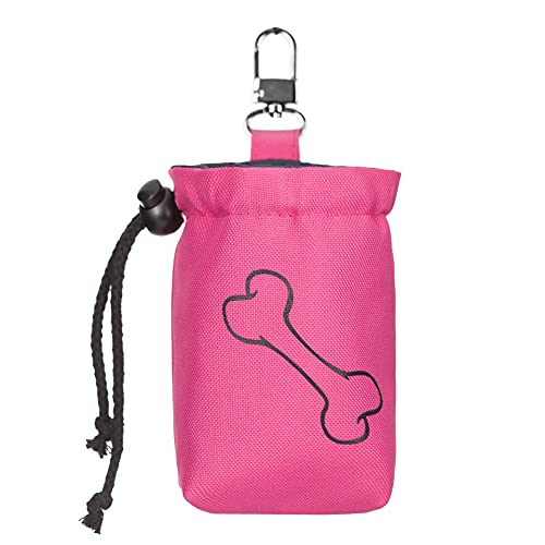 Rundum Home Leckerli-Beutel für Hunde, Futteraufbewahrung für Hundetraining, Schrumpftaschen Design mit Clip Schnalle,Hundeleckerli-Tasche für freihändiges (pink)