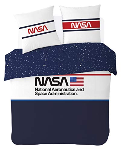NASA Bettwäsche aus 100% Baumwolle, Blau, Weiß, Rot., 220 x 240 cm