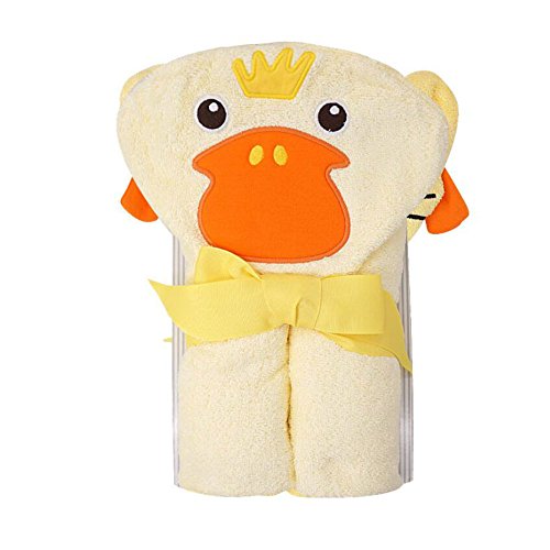 CuteOn Baby 100% Baumwolle Badetuch weiche Kapuze Handtuch für Neugeborene Kleinkind und Kinder - Gelb Ente 28.74" x 35.43"