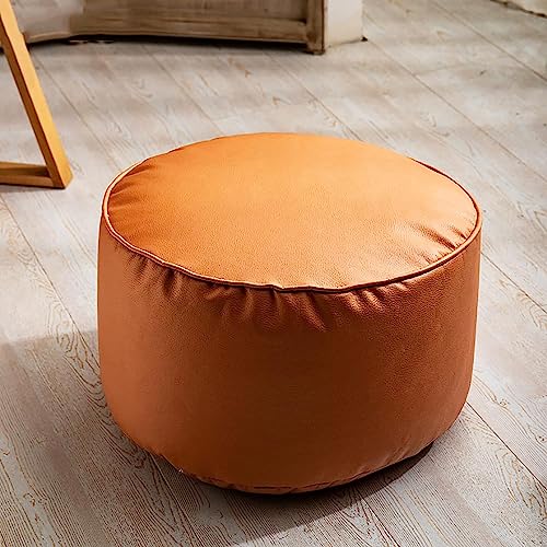 UWAHU Runde Pouf Leder Sitzpouf,Weich Sitzhocker Sitzpuff Couch Hocker,Volltonfarbe Gefüllt Sitzsack,Modernen Klein Polsterhocker Für Wohnzimmer Schlafzimmer (Color : H, Size : 45x45x28cm)