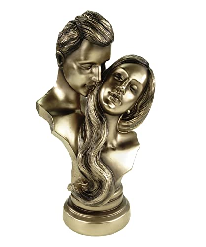formano Moderne Büste Paar auf Sockel Liebespaar Figur Poly 30 cm goldfarben 2