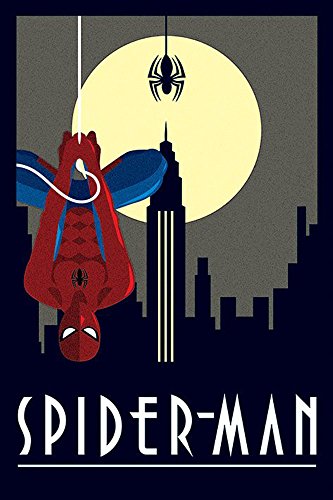 Marvel - Deco - Spiderman Hanging - Comic Poster - Größe 61x91,5 cm + Wechselrahmen, Shinsuke® Maxi MDF schwarz, Acryl-Scheibe