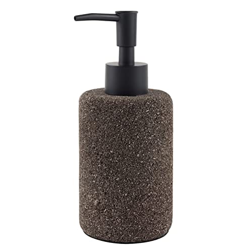Stein Seifenspender 17 cm aus Lava schwarz Spülmittelspender poliert Seifendosierer Pumpspender Seife Badezimmer Wohnfreuden