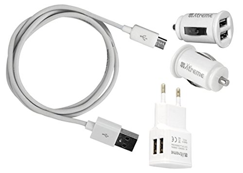 Xtreme 40157 Kit Stromversorgung Tablet/Smartphone Universal, mit Micro USB, mit Doppel USB und USB-Kabel