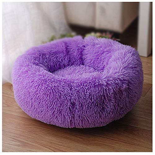 GUOCU Haustierbett Hundesofa Katzensofa Donut Kuschelnest Warmes Weiches Plüsch Hundekörbchen Hundesofa Mit Rutschfestem Boden Für Kleine Mittelgroße Haustiere,Lila,3XL:100cm