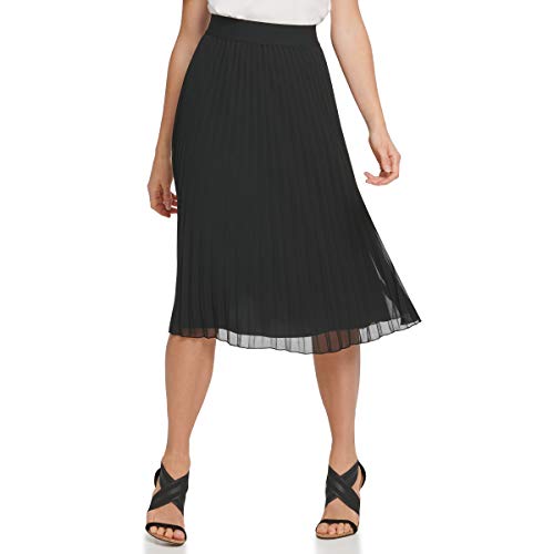 DKNY Damen Pull-on Pleated Midi Skirt, Schwarz, M EU