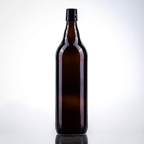 12 x Bierflaschen 1 l inkl. passenden Bügelverschluss – 12 Glasflaschen 1l im Bundle perfekt geeignet als Einmachflaschen 1l, Schnapsflaschen 1l.