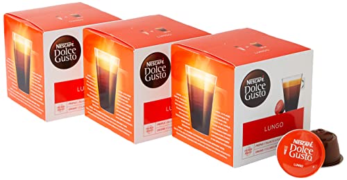 NESCAFE Dolce Gusto Lungo Kaffeepads – insgesamt 48 Kaffeekapseln – Espresso-Kaffee – mitteldunkle Röstmischung – Kaffee-Intensität 6 (3 Packungen)