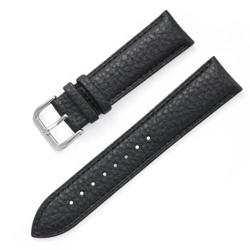 BOLEXA uhr Lederarmband Uhrenarmband aus echtem Leder, 12–24 mm, hochwertige Uhrenarmbänder, mehrfarbiges Uhrenarmband, Uhrenzubehör (Color : Schwarz, Size : 18mm)